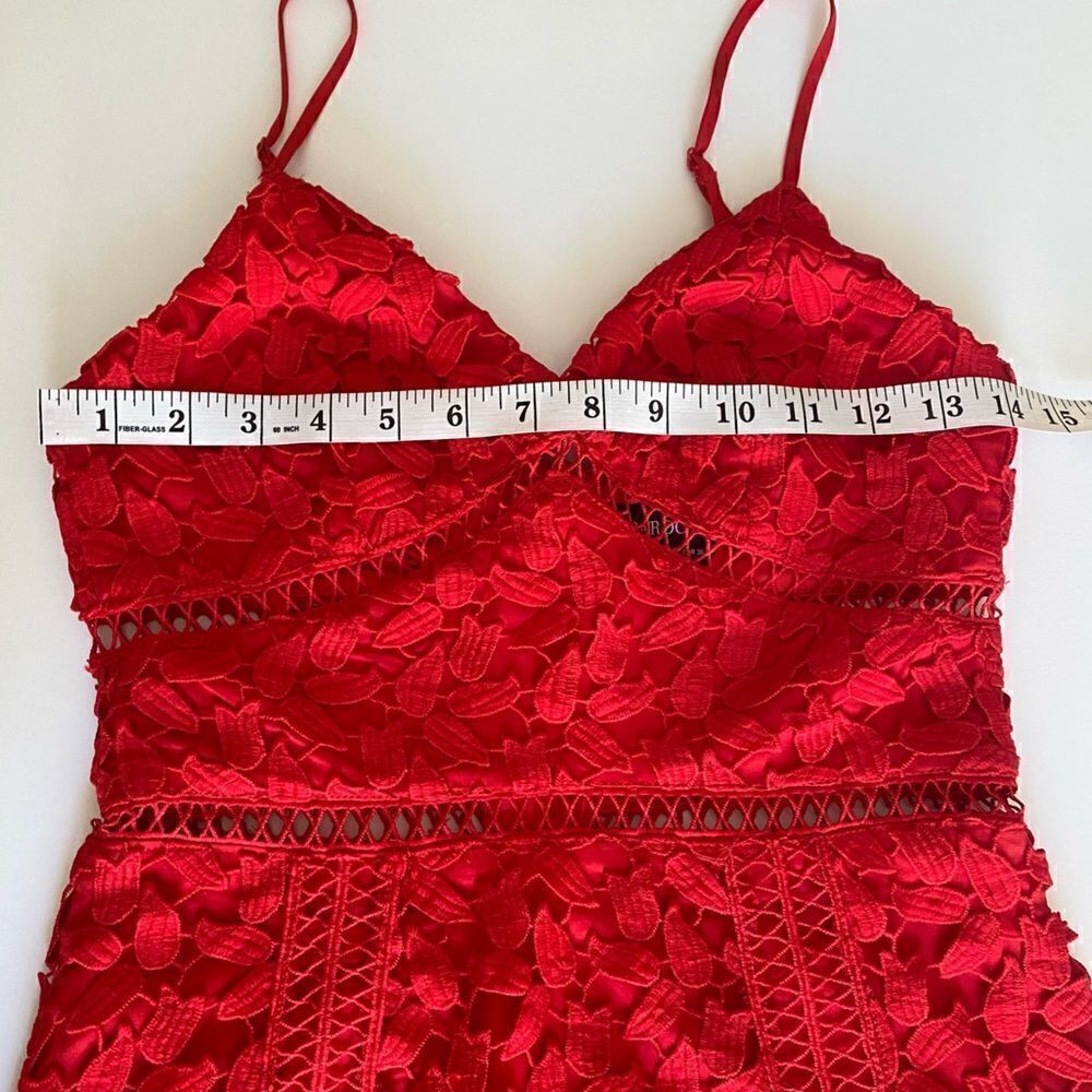 Bardot Red Roxy Leaf Lace Dress Size 4 - Picture 13 of 16